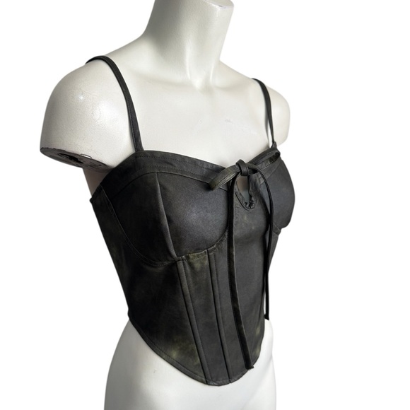 Fashion Nova Faux Leather Corset Top | Lace-Up Bustier Camisole Y2K Clubwear - Picture 3 of 15